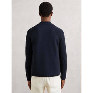 REISS Fitzgerald Button-Through Ribbed-Sleeve Shirt